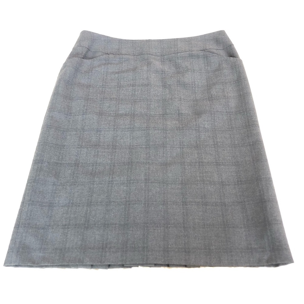Max Studio Plaid Pencil Skirt. Pockets and Pleats. Size 8. Grey with Blue.